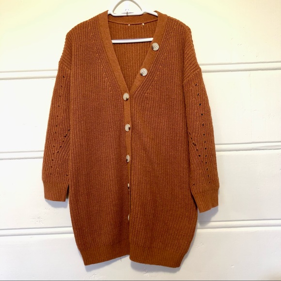 Line & Dot Rust Coloured Cardigan / Minidress - Picture 4 of 6